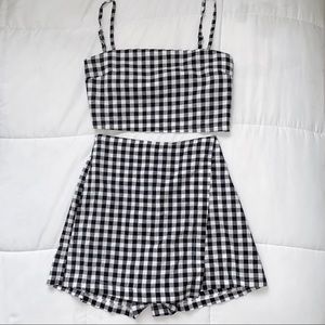 Knot Back Checked Cami With Shorts